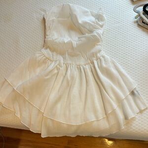 Cider white strapless ruffle mini dress. Size S, fits XS-M
